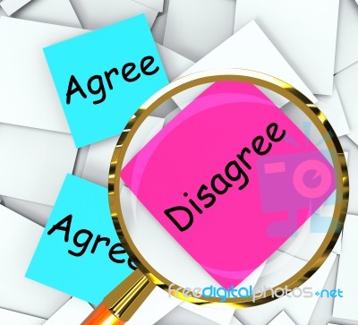 Agree Disagree Post-it Papers Mean Opinion And Point Of View Stock Image