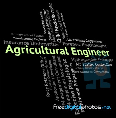 Agricultural Engineer Shows Words Farming And Recruitment Stock Image