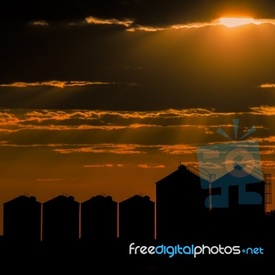 Agricultural Silos, Storage And Drying For Grains Stock Photo