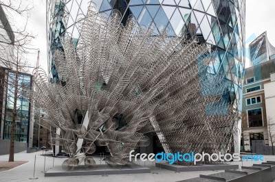 Ai Weiwei's New Forever Sculpture  Outside London's Gherkin Buil… Stock Photo