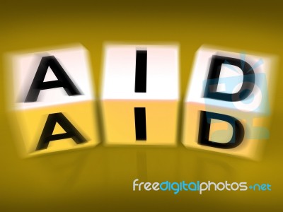 Aid Blocks Displays Assistance Help And Support Stock Image