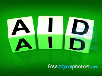 Aid Blocks Show Assistance Help And Support Stock Image