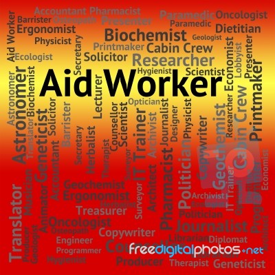 Aid Worker Indicates Working Woman And Assistance Stock Image