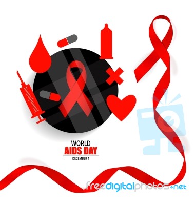 Aids Awareness Red Ribbon. World Aids Day Stock Image