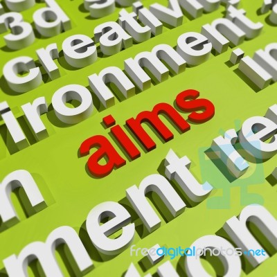 Aim In Word Cloud Shows Targeting Aspirations Stock Image