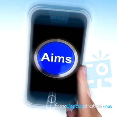 Aim On Mobile Phone Shows Targeting Aspirations Stock Image