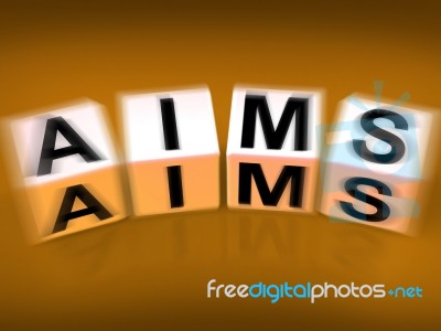 Aims Blocks Displays Purpose Targets And Goals Stock Image