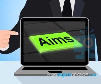 Aims Button Displays Targeting Purpose And Aspiration Stock Image