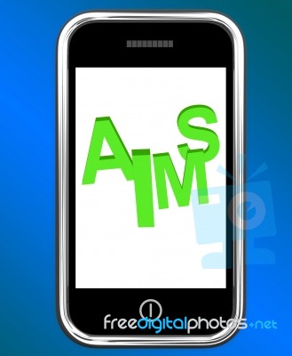 Aims On Smartphone Shows Targeting Purpose And Aspiration Stock Image