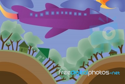 Air Plane And Tree Stock Image