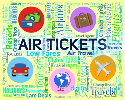 Air Tickets Means Bought Fly And Commerce Stock Image