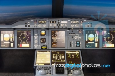 Airbus A-380-800 Flight Simulator Stock Photo