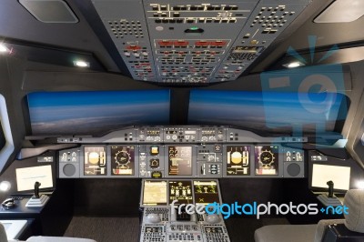 Airbus A-380-800 Flight Simulator Stock Photo