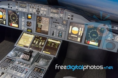 Airbus A-380-800 Flight Simulator Stock Photo