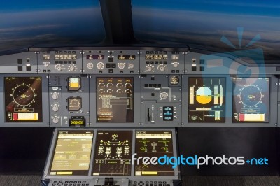 Airbus A-380-800 Flight Simulator Stock Photo