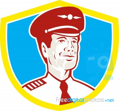 Aircraft Pilot Aviator Shield Retro Stock Image