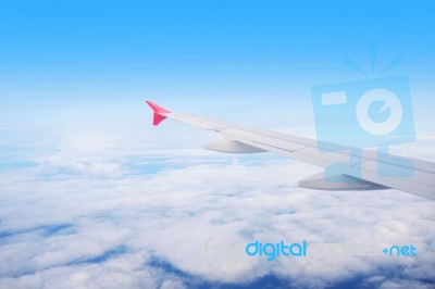 Aircraft Wing On The Clouds Stock Photo