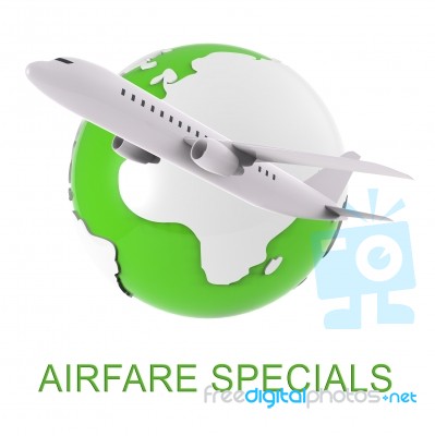 Airfare Specials Means Airplane Promotion 3d Rendering Stock Image