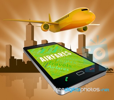 Airfares Online Represents Selling Price And Aeroplane 3d Rendering Stock Image