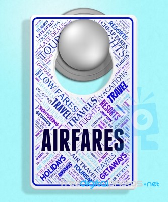 Airfares Sign Shows Current Prices And Aeroplane Stock Image