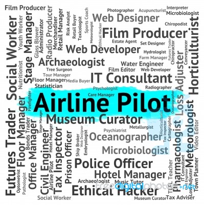 Airline Pilot Showing Recruitment Airlines And Airwoman Stock Image