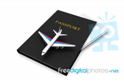 Airplane And Passport Stock Image