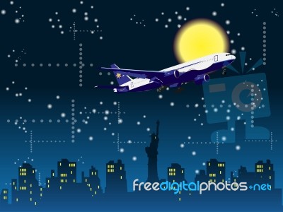 Airplane At Night Background Stock Image