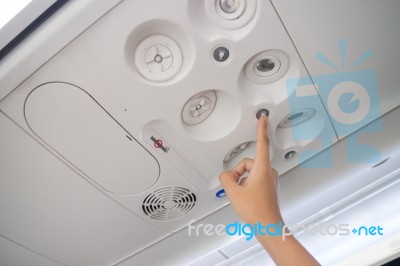 Airplane Cabin Interior Useful Botton Stock Photo