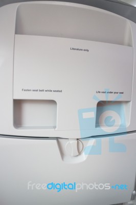 Airplane Cabin Interior Useful Box Stock Photo