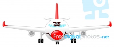 Airplane Cartoon Character Stock Image