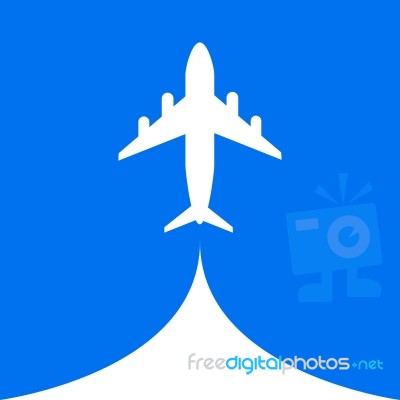 Airplane Flight Air Fly Cloud Sky Blue Background Stock Image