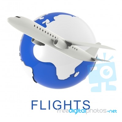 Airplane Flights Shows Travel Guide And Airline 3d Rendering Stock Image