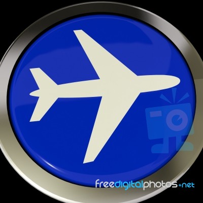 Airplane Metallic Button Stock Image