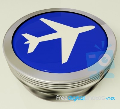 Airplane Metallic Button Stock Image