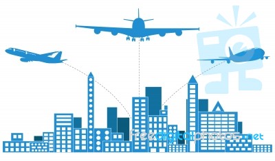 Airplane Shipping Around The City Stock Image