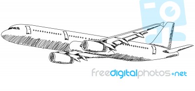 Airplane Sketched Isolated Stock Image