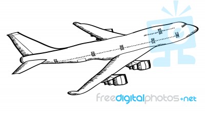 Airplane Sketched Isolated Stock Image