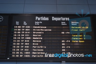 Airport Display Panel Stock Photo