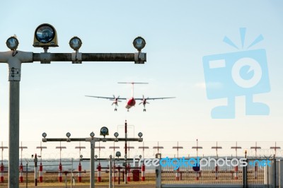 Airport Landing Lights Stock Photo