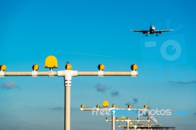 Airport Landing Lights Stock Photo