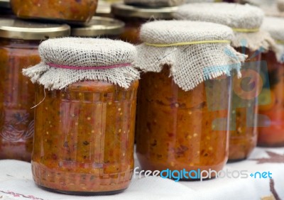 Ajvar - Traditional Serbian Food Stock Photo