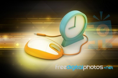 Alarm Clock And Computer Mouse Stock Image