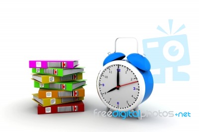 Alarm Clock Near Stack Of Books Stock Image