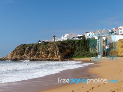 Albufeira, Southern Algarve/portugal - March 10 : View Of The Be… Stock Photo