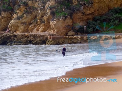 Albufeira, Southern Algarve/portugal - March 10 : View Of The Be… Stock Photo