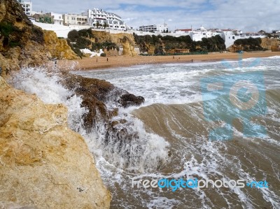 Albufeira, Southern Algarve/portugal - March 10 : View Of The Be… Stock Photo