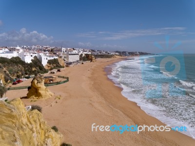 Albufeira, Southern Algarve/portugal - March 10 : View Of The Be… Stock Photo