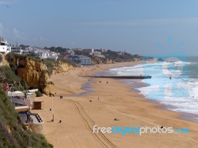 Albufeira, Southern Algarve/portugal - March 10 : View Of The Be… Stock Photo