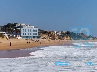 Albufeira, Southern Algarve/portugal - March 10 : View Of The Be… Stock Photo