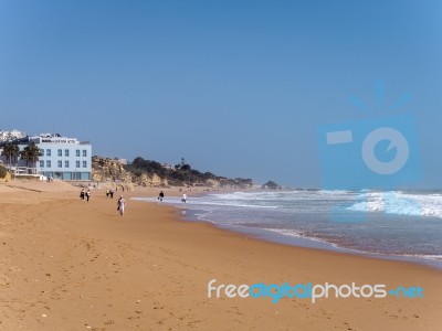 Albufeira, Southern Algarve/portugal - March 10 : View Of The Be… Stock Photo